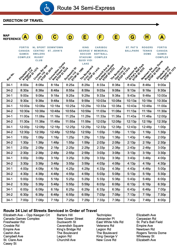 Route 34 Schedule